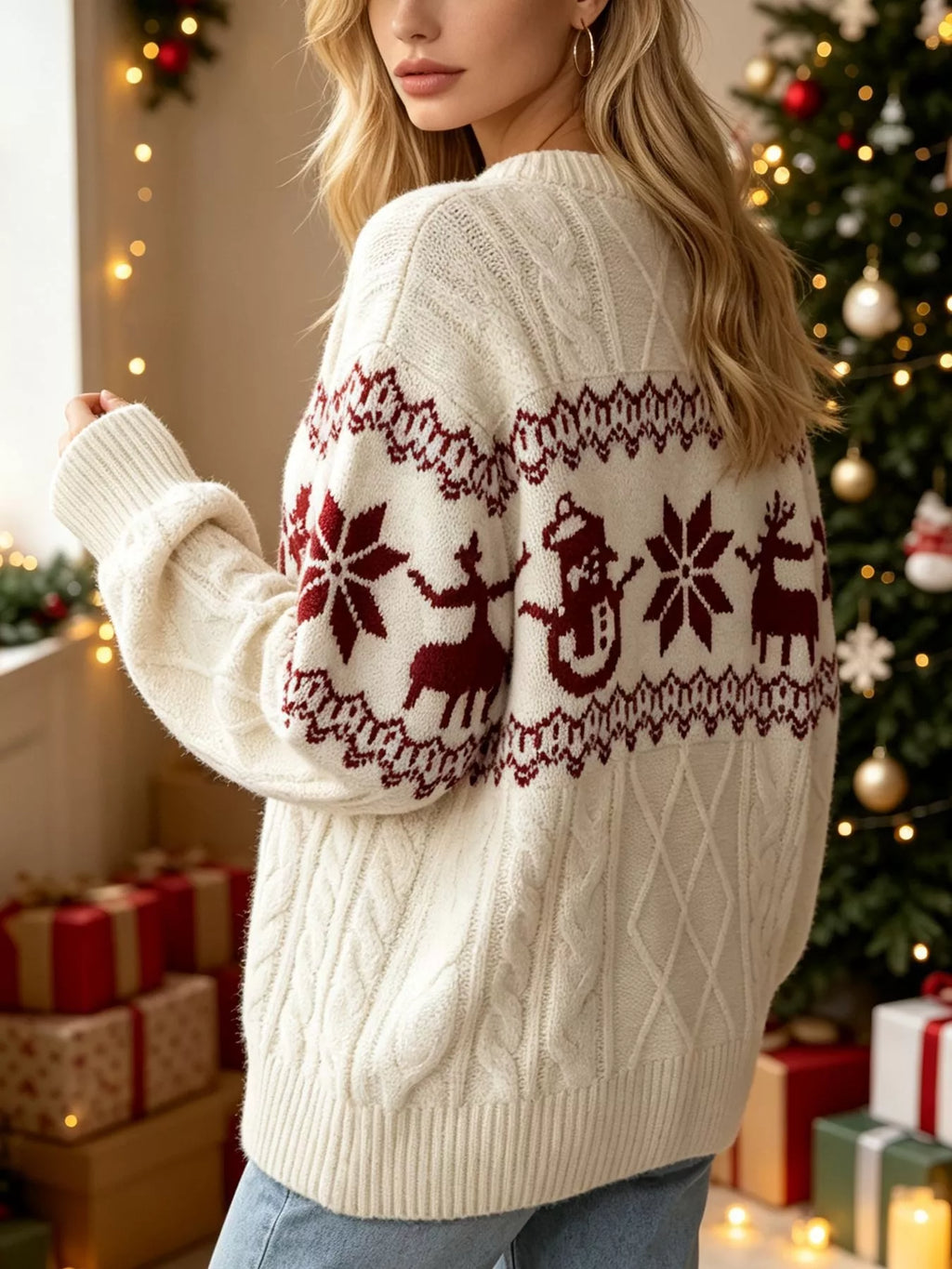 Cozy Christmas Reindeer Knit Sweater