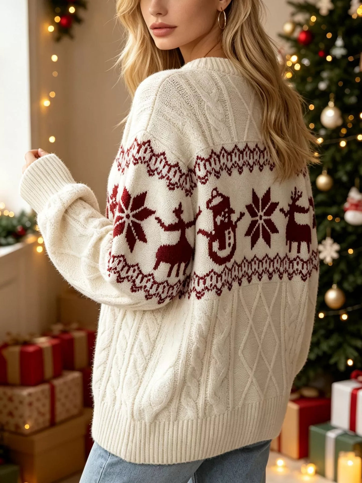 Cozy Christmas Reindeer Knit Sweater