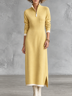 Zip Neck Knit Maxi Dress