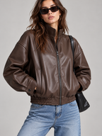 Faux Leather Bomber Jacket