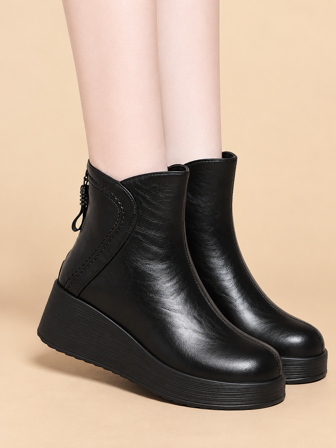 Casual Ankle Boots with Thick Sole
