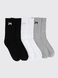 Bow Embroidery Crew Socks