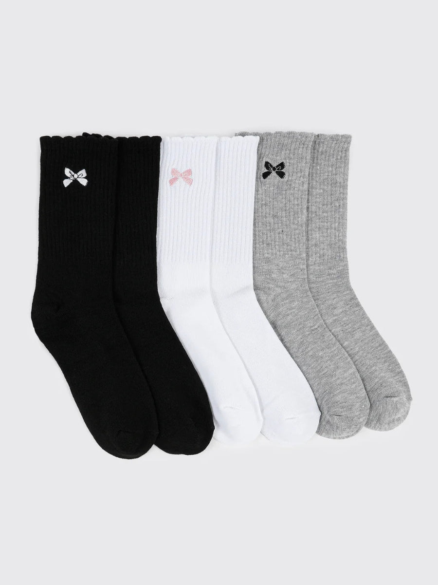 Bow Embroidery Crew Socks
