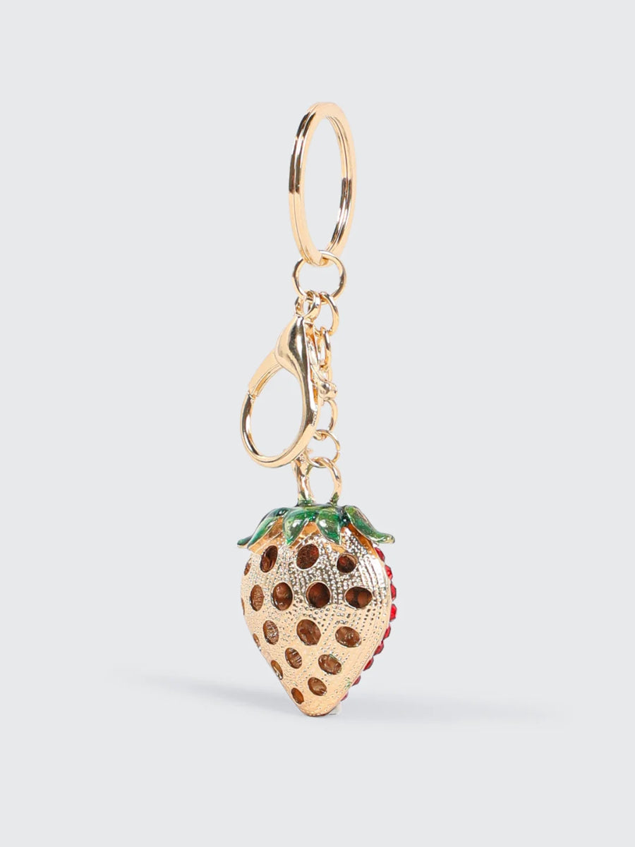 Rhinestone Strawberry Keychain