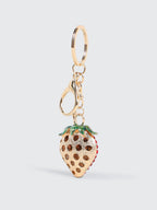 Rhinestone Strawberry Keychain