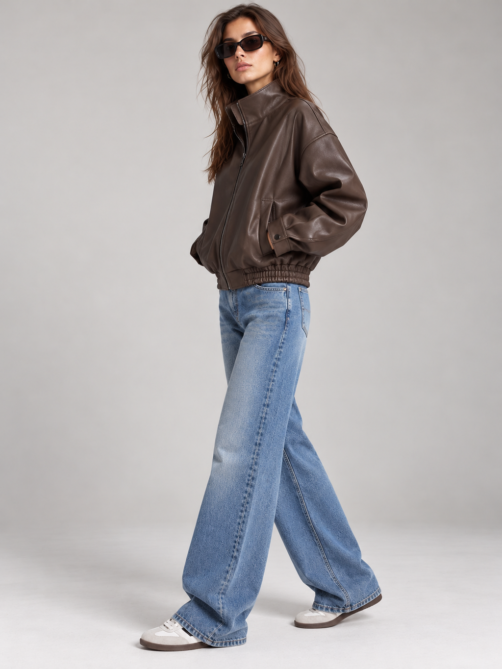 Faux Leather Bomber Jacket
