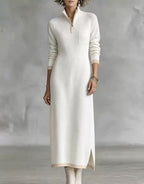 Zip Neck Knit Maxi Dress