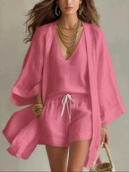 Lightweight Layered Top & Shorts 3-Piece Set