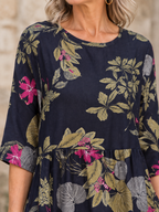Comfortable Floral Print Half Sleeve Maxi Dress
