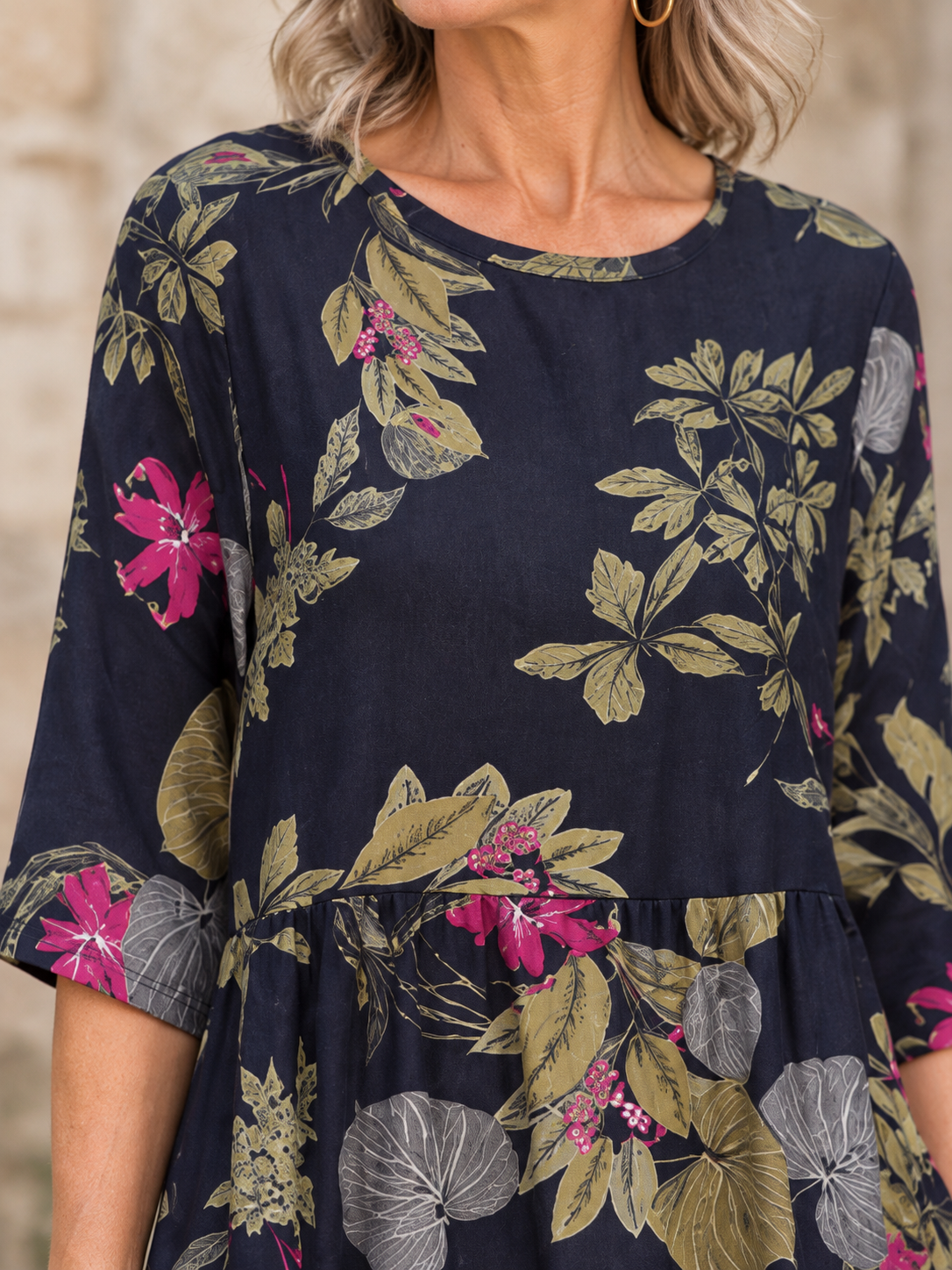 Comfortable Floral Print Half Sleeve Maxi Dress