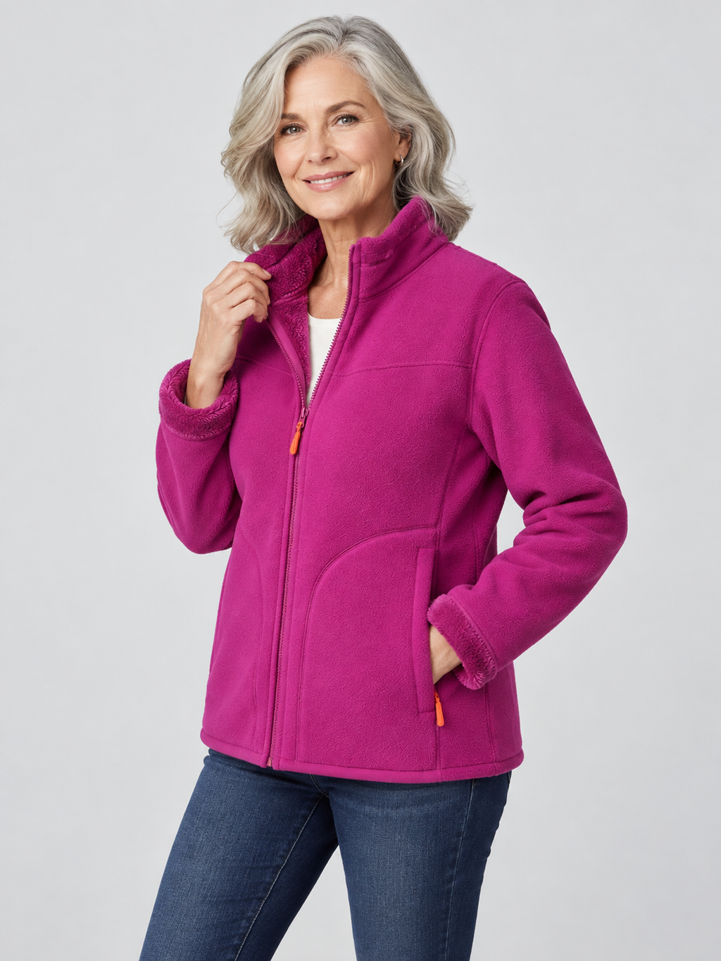 Relaxed Mock Neck Full-Zip Jacket