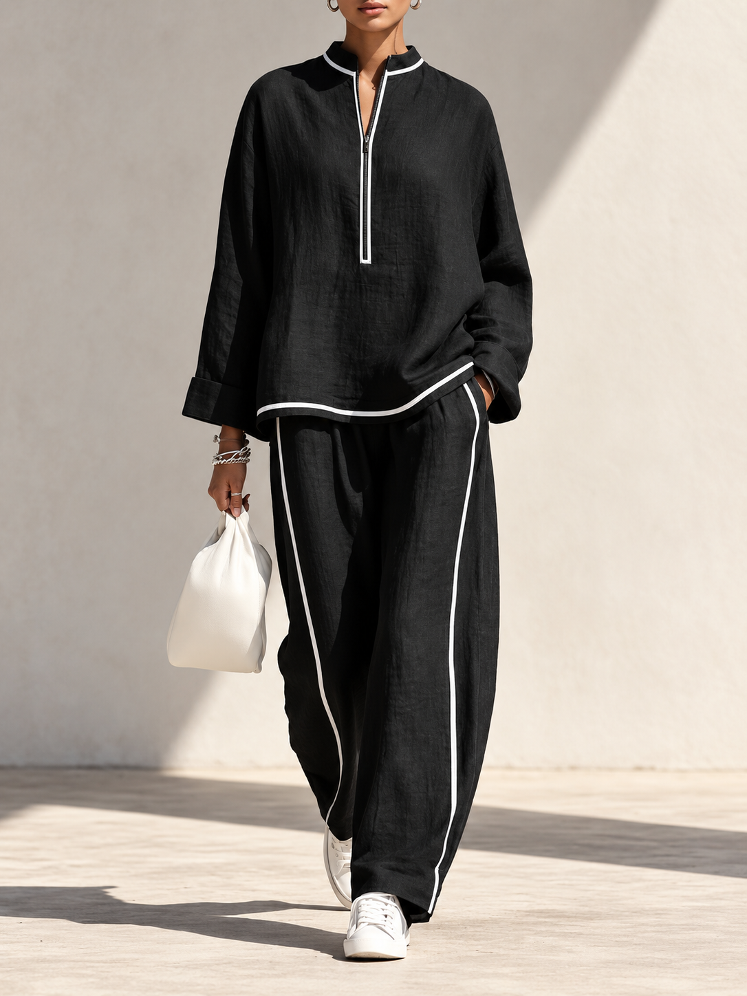 Zip Neck Relaxed Lounge Set