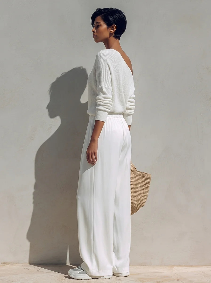 Elegant Off-Shoulder Knit Two-Piece Set