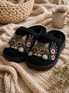 Embroidered Cat Slippers