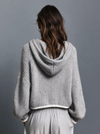 Casual Long-Sleeve Knitted Hoodie