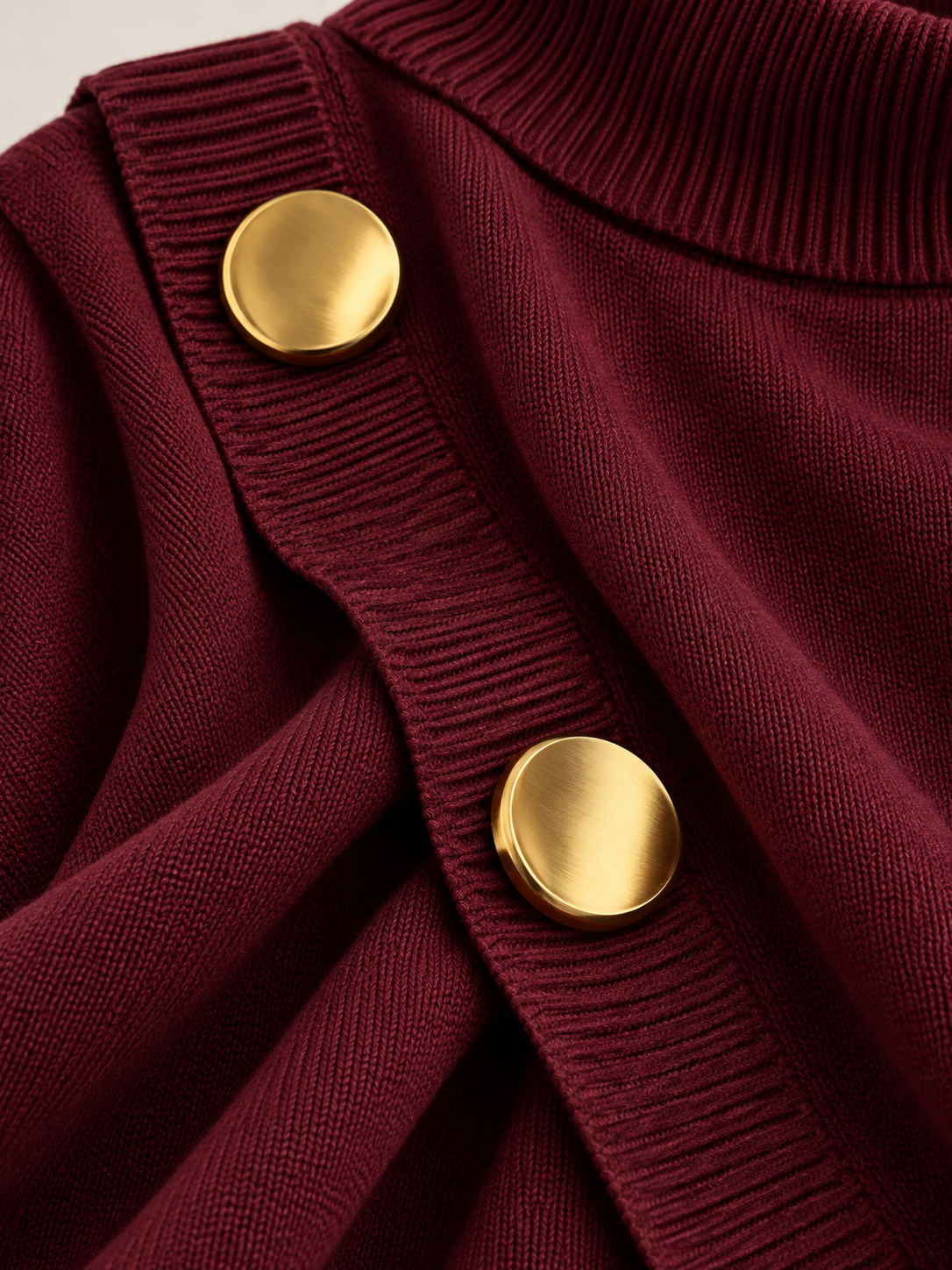 Elegant Knit Asymmetrical Button Set