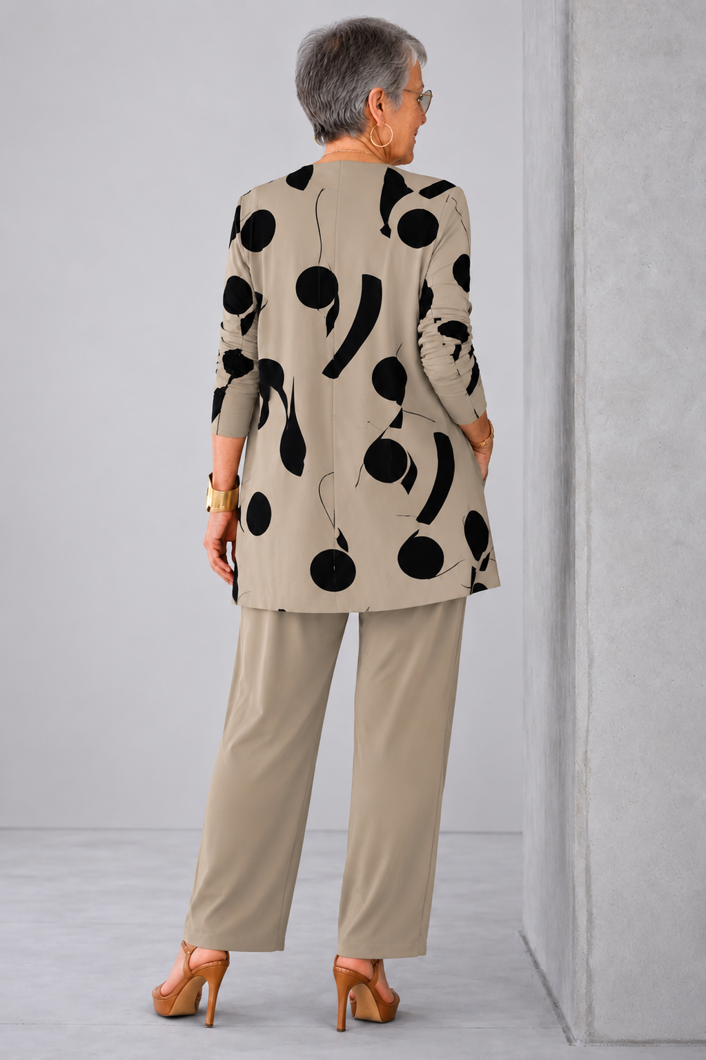 Elegant Printed Cardigan & Wide-Leg Pants 3-Piece Set