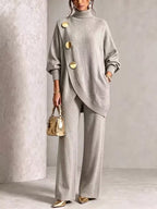 Elegant Knit Asymmetrical Button Set