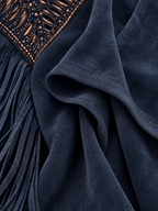 Embroidered Fringe Mini Dress