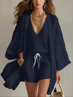 Lightweight Layered Top & Shorts 3-Piece Set