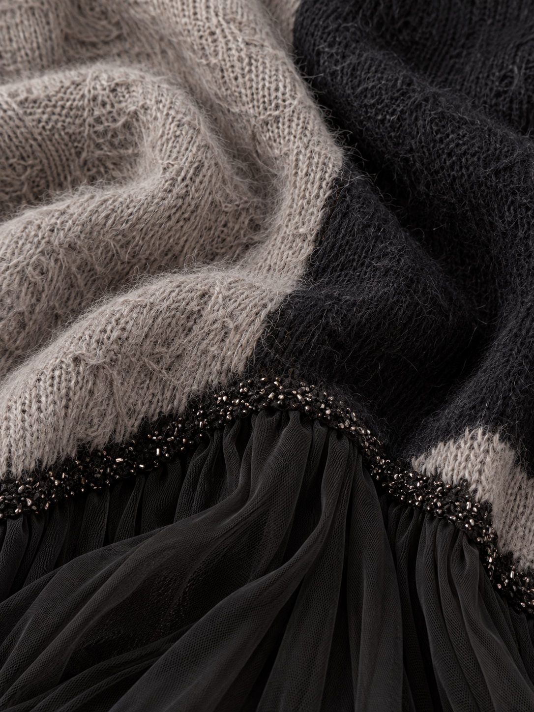 Elegant V-neck Knit And Lace Color-block Panel Maxi Dress