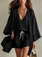 Lightweight Layered Top & Shorts 3-Piece Set