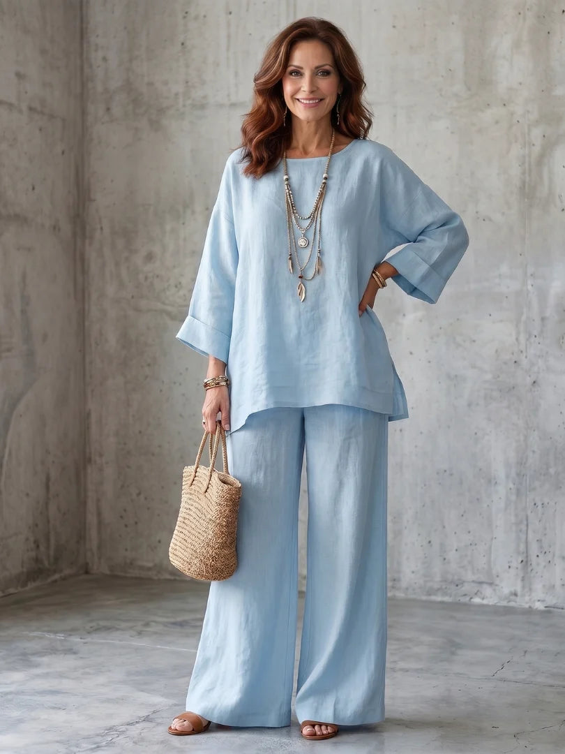 Oversized Tunic Wide Leg Pant Set