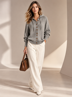 Cozy Knit Hooded Cardigan – Soft Button-Front Sweater