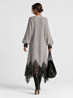 Sequin Knit Dress With Lace Hem
