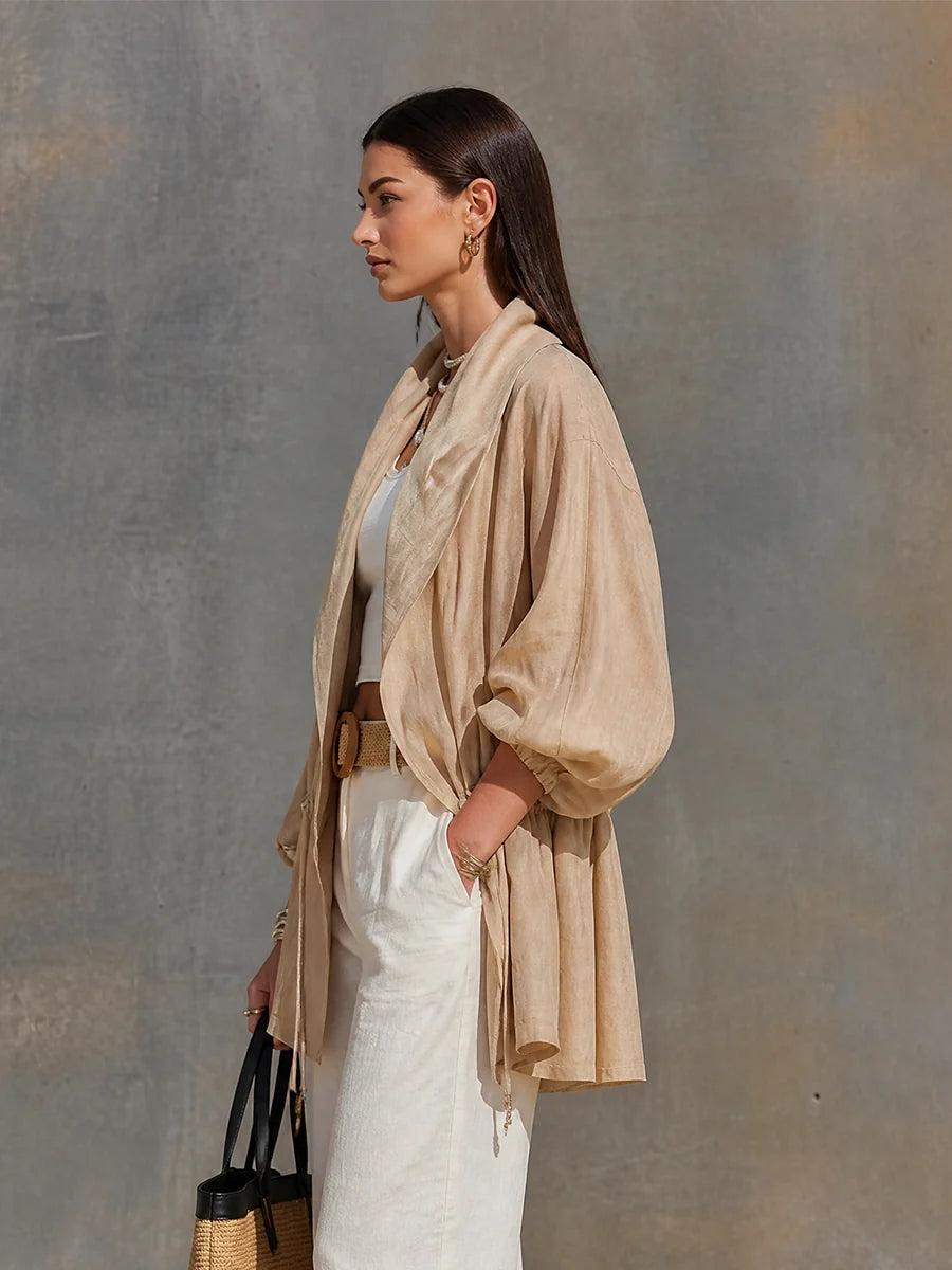 Tencel Sheer Jacket With Lapel Collar