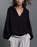 Casual Long-Sleeve Knitted Hoodie