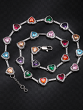 Colorful Heart Crystal-Detail Necklace
