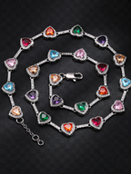 Colorful Heart Crystal-Detail Necklace