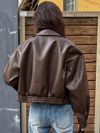 Faux Leather Bomber Jacket