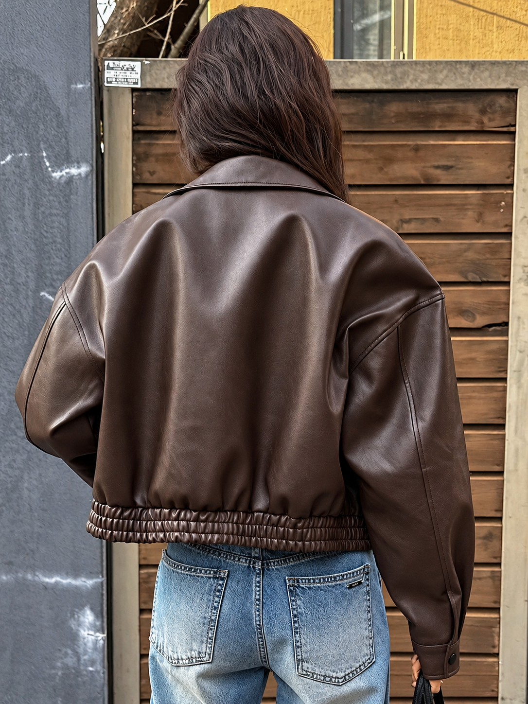Faux Leather Bomber Jacket