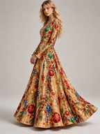 Christmas Ornament Print Maxi Dress