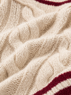Casual Cable-Knit Long-Sleeve Crew-Neck Sweater