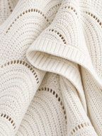 Hollow Wave Pattern Loose Lantern Sleeve Knit Top