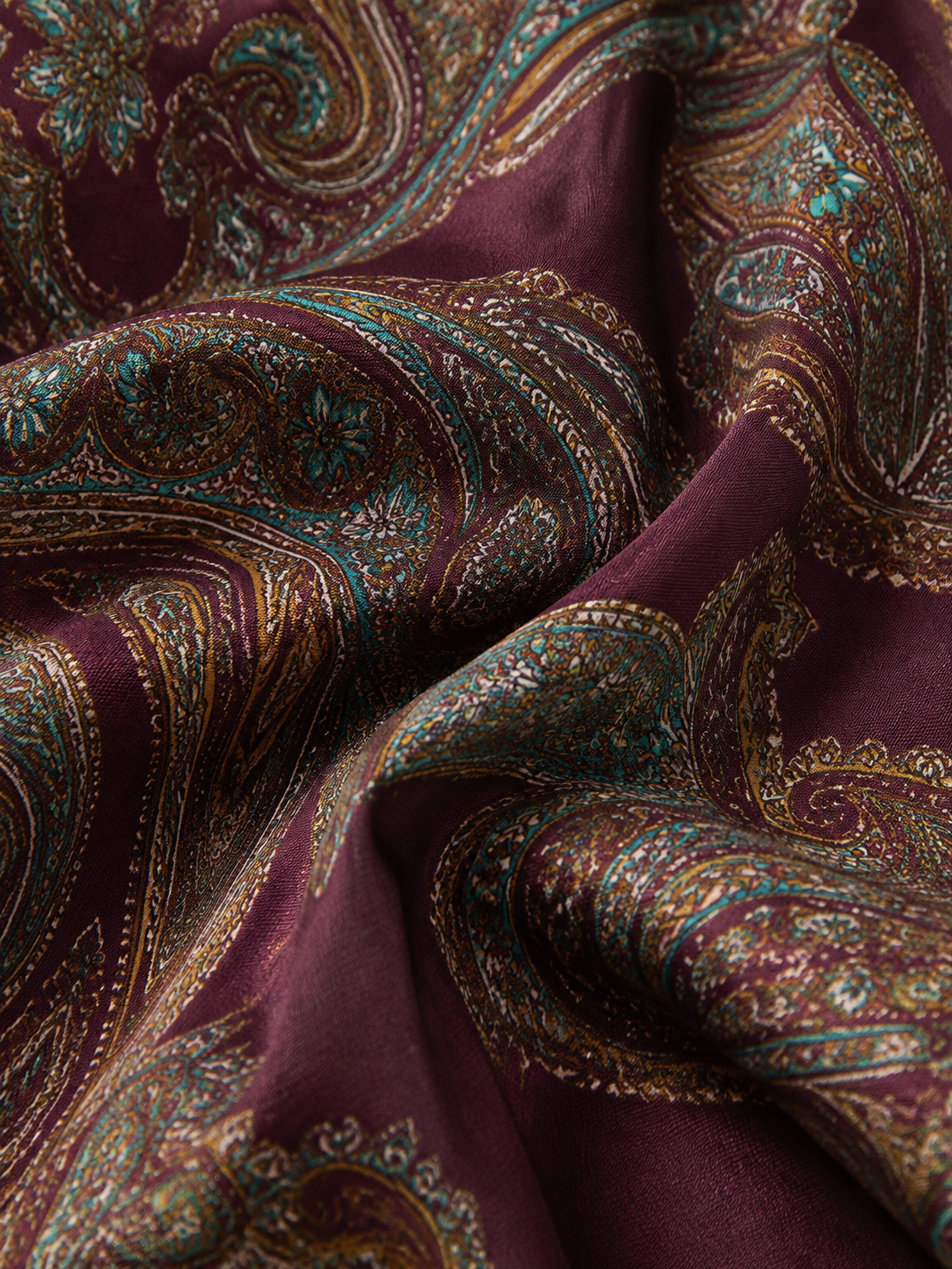 Vintage Paisley Satin Belted Ensemble