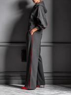 Contrast Piping Hoodie Wide-Leg Two-Piece Set