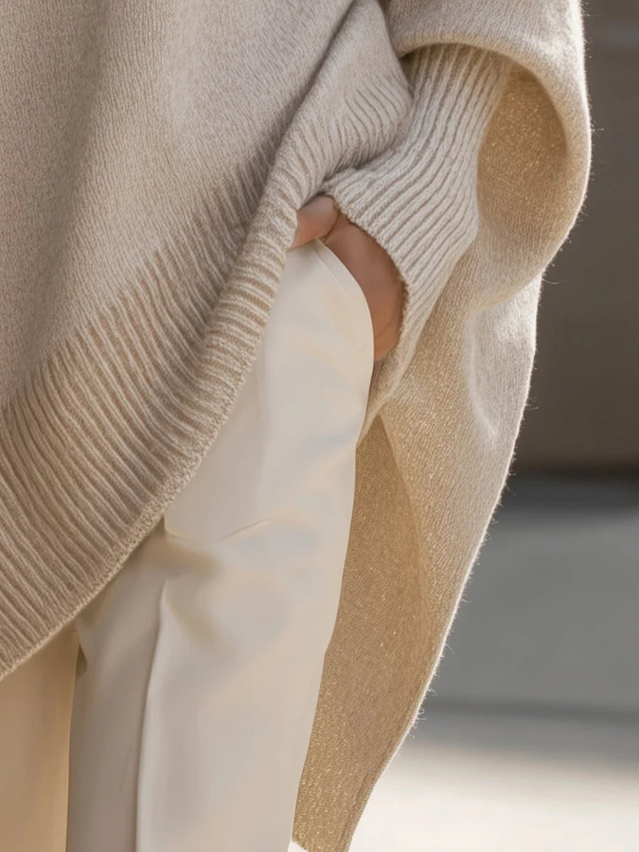 Oversized Draped Wide-Neck Sweater