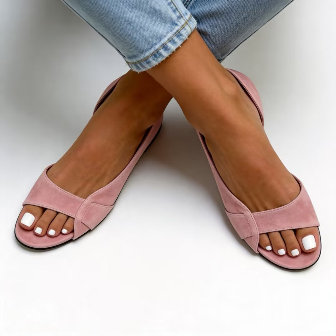 Casual Flat Slingback Sandals Made of Suede with Open Toe