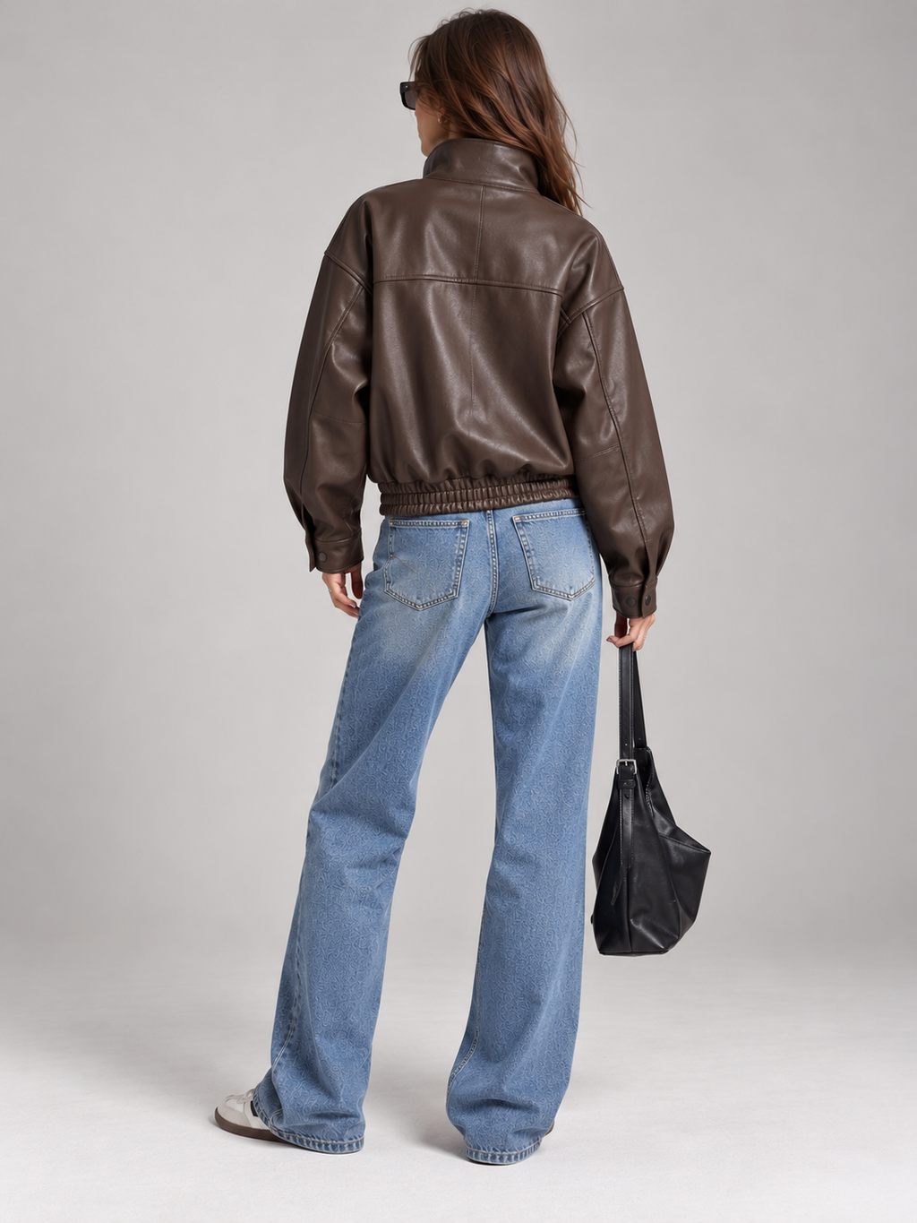 Faux Leather Bomber Jacket