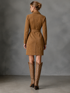 Suede Belted Shirt Mini Dress