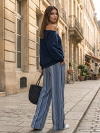 Striped Wide Leg Two Piece Set