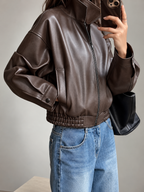 Faux Leather Bomber Jacket