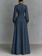 Denim Button Front Maxi Dress