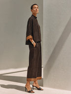 Contrast Trim Linen Set