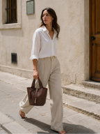 Minimalist Lock-Detail Bucket Tote Bag