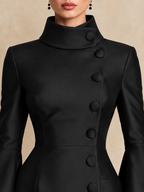 Elegant High-Collar Bell Sleeve Maxi Dress